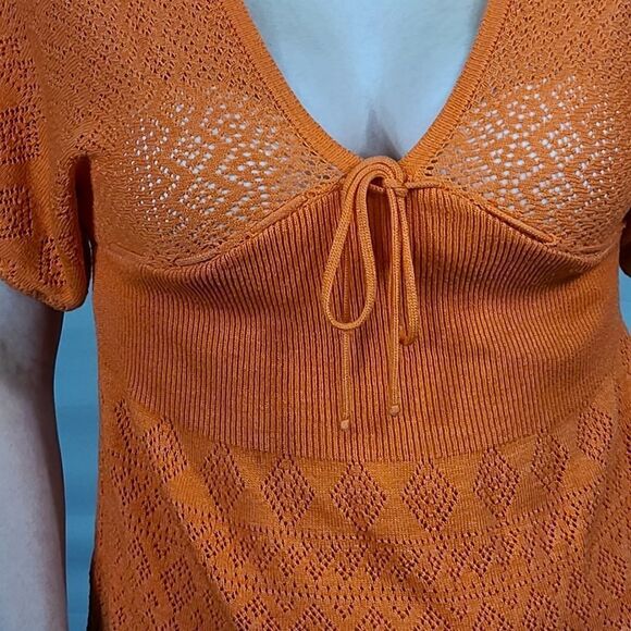 Cato Coral Knitted V-Neck Top - Picture 4 of 5
